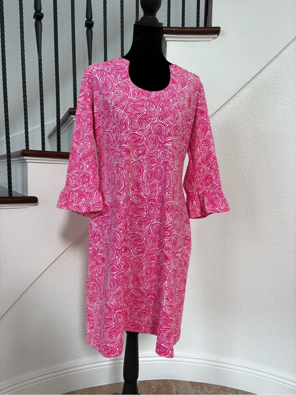 Katherine Way Pink Swirl Long-Sleeve Shift Dress